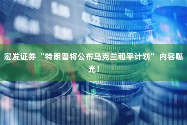宏发证券 “特朗普将公布乌克兰和平计划” 内容曝光!
